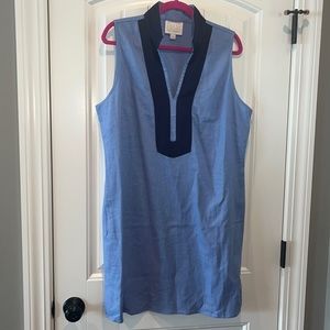 Sail to Sable preppy nautical coastal Beachy chambray dress navy trim size XL